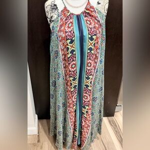 Anthropologie Ella Halter Tunic Dress Floral Multicolor
